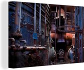 Canvas Schilderij De binnenkant van een ijzerfabriek uit de industriële revolutie - 90x60 cm - Wanddecoratie