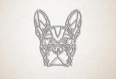 Line Art - Hond - Franse Bulldog - S - 54x45cm - EssenhoutWit - geometrische wanddecoratie