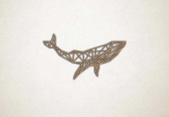 Line Art - Whale 1 - XS - 16x30cm - Chêne - décoration murale géométrique