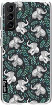 Casetastic Samsung Galaxy S21 Plus 4G/5G Hoesje - Softcover Hoesje met Design - Laughing Baby Elephants Print