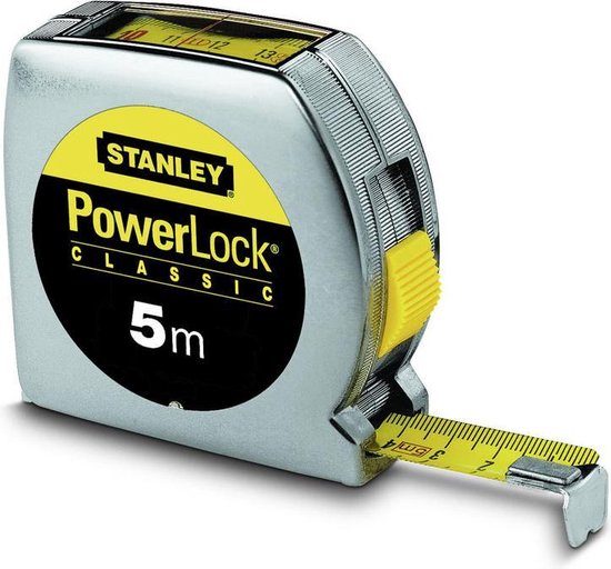 Stanley PowerLock Classic 5m rolmaat met gele lintmaat.