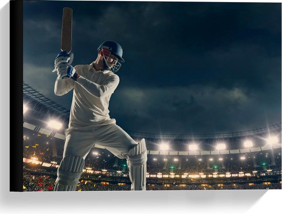 Foto: Canvas honkballer in verlicht stadion 40x30cm foto op canvas schilderij wanddecoratie op canvas 