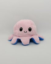 Octopus knuffel - Octopus knuffel mood - Octopus knuffel omkeerbaar - Reversible - Emotieknuffel - Blauw Licht roze - TikTok