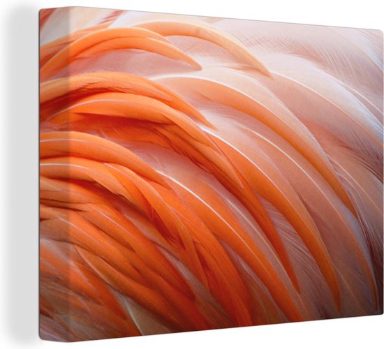 Canvas Schilderij Close-up abstracte flamingo veren - 40x30 cm - Wanddecoratie