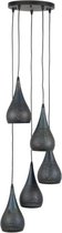Livin24 Industriële hanglamp Mia 5-lichts druppel zwart/brons