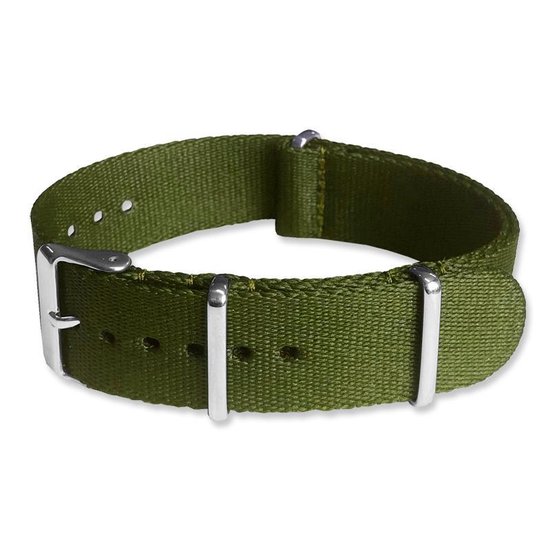 Seatbelt NATO Horlogeband Deluxe Nylon Strap Groen 18mm