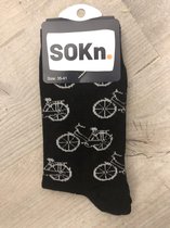 SOKn. trendy sokken "FIETS Zwart" maat 35-41  (Ook leuk om kado te geven !)