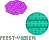 Pop it set - 2 x Fidget toy - pop bubble - tik tok - paars en groen - 8hoek en rond