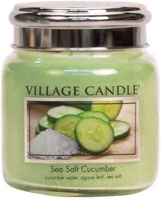 Village Candle Geurkaars - Sea Salt Cucumber Ø9,5 x 11 cm Wax Groen
