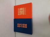 2x notitie boek blauw en oranje harde kaft