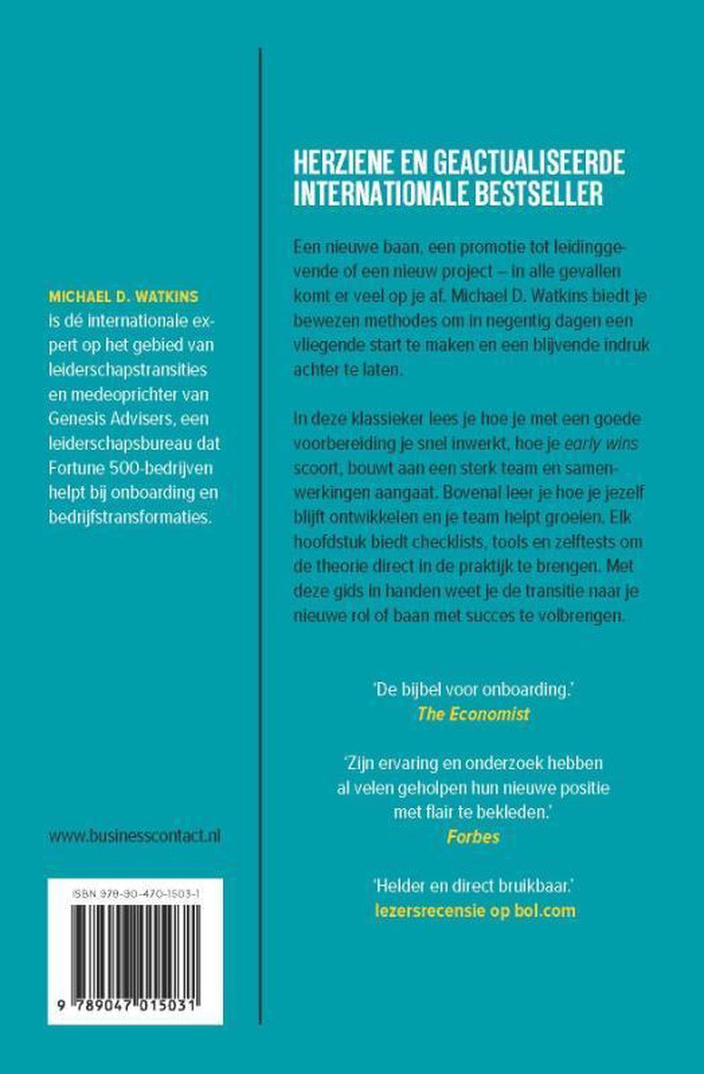 De eerste 90 dagen - back cover