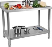 Royal Catering Roestvrij stalen werktafel - draagvermogen 137 kg - 120 x 60 cm - opstaande rand