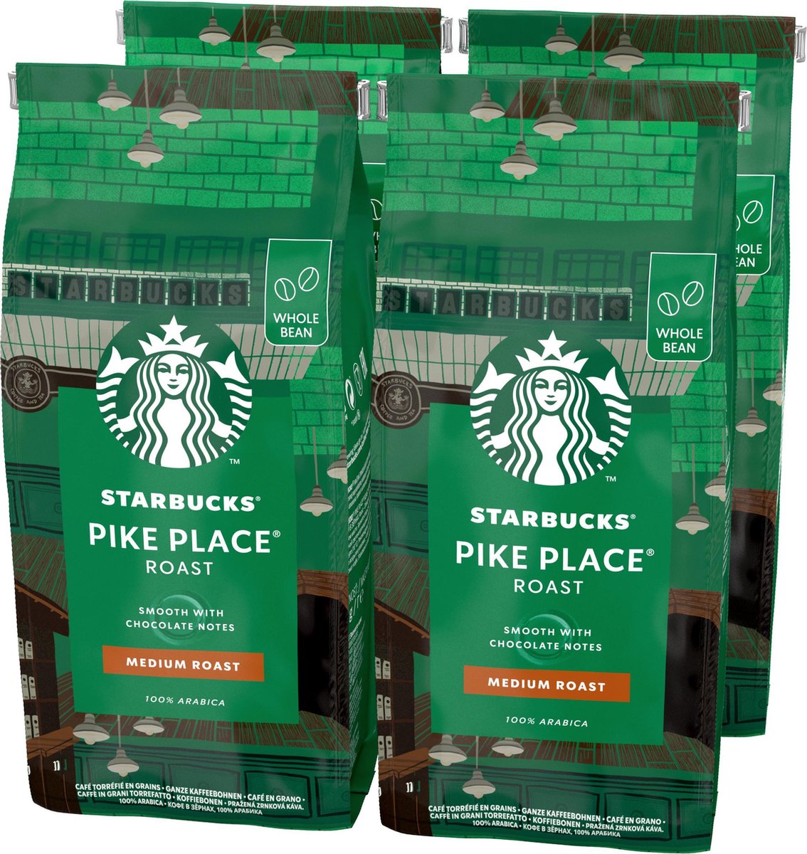 Starbucks Pike Place Medium Roast koffie - koffiebonen - 4 zakken à 450 gram