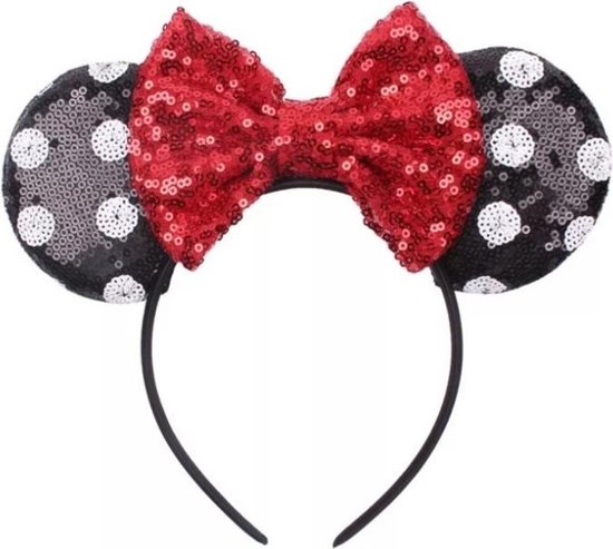 Minnie Mouse, diadeem, glitters, oren, zwart met witte stippen | bol.com