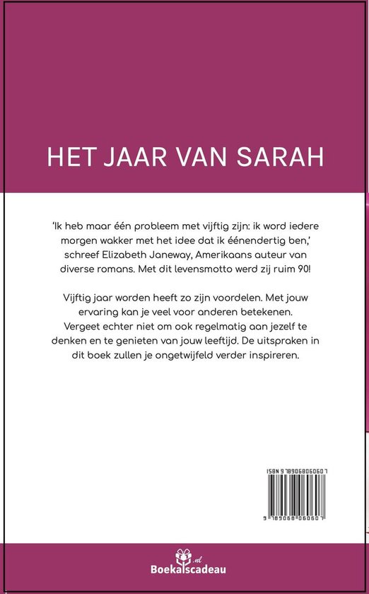 lobby draaipunt afwijzing Het Jaar van Sarah - Uitspraken over het 50ste jubileum - Cadeau boek vrouw 50  jaar,... | bol.com
