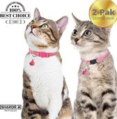 Combi pak reflecterende kattenhalsband neon roze | 2 stuks | Houdt uw kat veilig in het donker | voorkomt ongelukken en letsel bij uw kat |