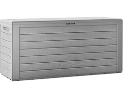 Deuba Kussenbox Woody 120cm grijs hout-look – tuinkussenbox tuinbox