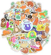 Luiaard stickers - 50 Grappige kleurrijke dieren stickers met luiaards en Engelse teksten - voor laptop, journal, muur etc.