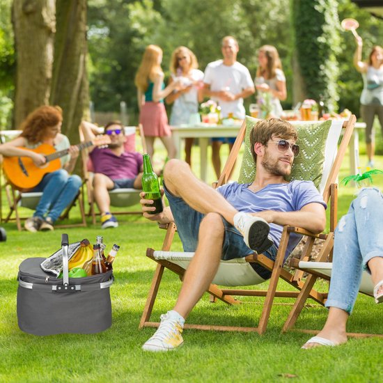 Relaxdays - cabas - panier pique-nique - panier - sac isotherme - 27 litres - gris