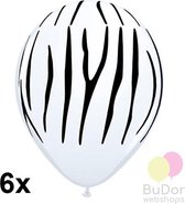 Ballonnen met zebra print, 6 stuks, 30 cm