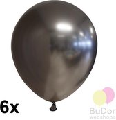 Chrome ballonnen, antraciet (space grey), 6 stuks, 30cm