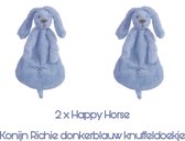 Happy Horse knuffeldoekje-konijn Richie-donkerblauw set van 2