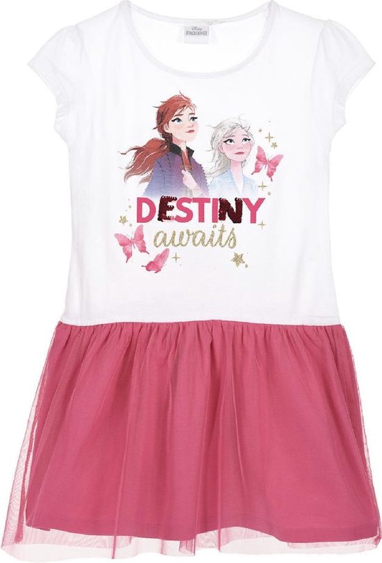 Disney Frozen jurk  - Destiny awaits - wit/roze - maat 122/128 (8 jaar)