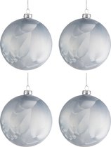 J-Line Doos Van 4 Kerstbal Glas Mat Ijsblauw Medium 10Cm