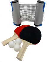 AJ-Sports Tafeltennis set - Ping pong set - Pingpong - Tafeltennis Batjes - Tafeltennis Ballen - Ping pong tafel set - Ping pong ballen - Uitschuifbaar Net - Inclusief 3 balletjes