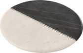 J-Line Plank Rond Marmer Zwart/Wit/Zilver