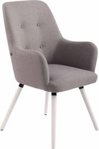 Fauteuil - Stof - Witte houten poten - Stabiel - Grijs