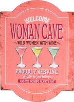 Decoratie Bord Woman Cave Metaal - Roze