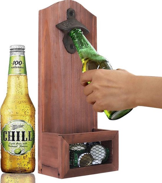 TDR - Bieropener en flesopener muur met opvangbak - Flessenopener - Opener bier - Voor binnen en buiten