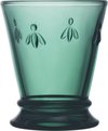 La Rochère Bee - waterglas - bijtjes - donkergroen - handgeblazen - H 4 cm