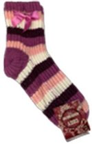 Huissokken / Sokken KIANA - Gebreid met strepen - Roze / Multicolor - Maat 31/34 - Anti slip