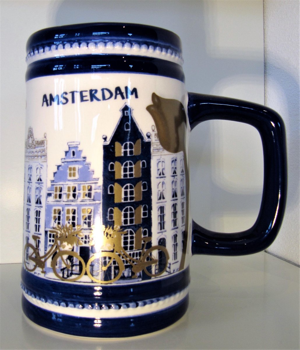 Ter Steege | Beker | Bier pul | Delfts Blauw | Amsterdam | Grachtenpand | Souvenir