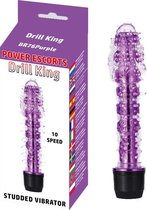 Power Escorts Drill King Paarse Ribbel G spot en Clitoris Stimulator - 10 Speed - Lengte 16,8 cm - BR76