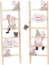 2 Houten ladders "Happy Spring & Happy Easter"