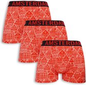 Boxershort 3-PACK met Rode Hollandse Amsterdamse Grachtenpandjes als print – L SIZE