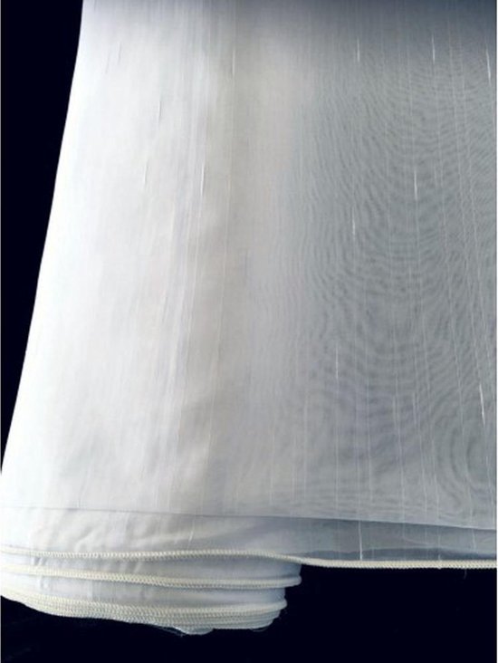 verdediging landinwaarts Chip Vitrage stof wit met streepjes om zelf gordijnen te maken. | bol.com