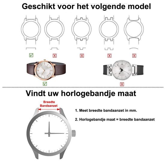 Universeel Leder Horlogebandje - 8 mm - Zwart - Merkloos