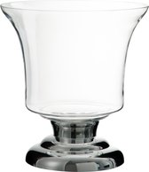 J-Line Windlicht Op Voet Liam Glas Transparant/Zilver Large