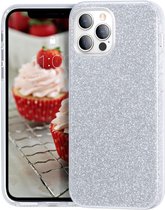 Apple iPhone 12 | Apple iPhone 12 Pro | Back Cover Telefoonhoesje | Zilver | TPU hoesje | Glitter