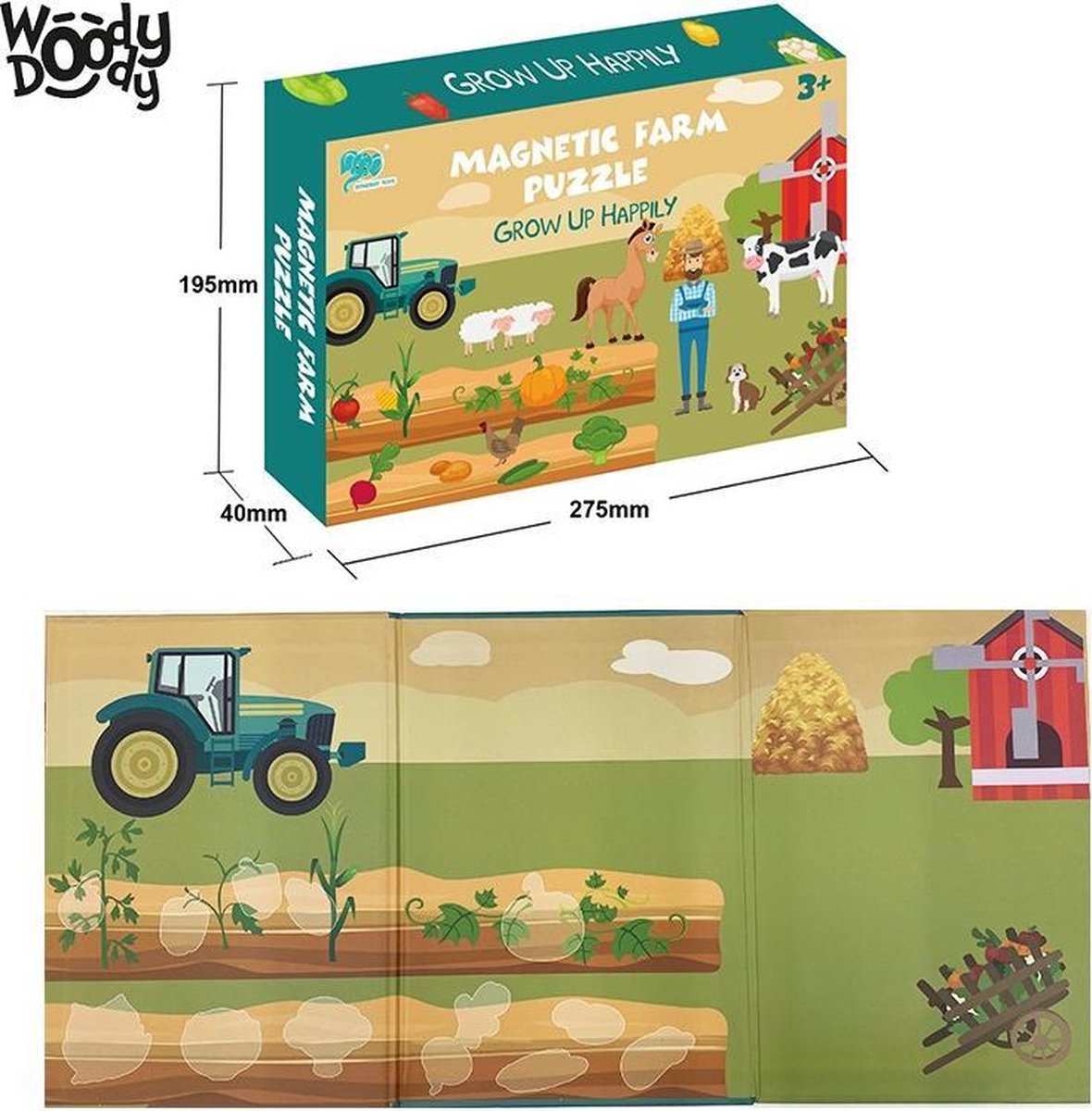 Boerderij Puzzel Magnetibook - Magneet Boek Boerderij - Plakboek Dieren en Boerderij Montessori - Boerderij Speelgoed - WoodyDoody - Sinterklaas cadeautjes jongens en meisjes — afbeelding 3