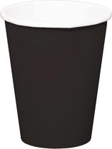 32x stuks drinkbekers van papier zwart 350 ml - Uni kleuren thema voor verjaardag of feestje