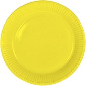 32x stuks party gebak/eet bordjes van papier geel 23 cm - Uni kleuren thema voor verjaardag of feestje