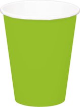 16x morceaux de gobelets en papier vert clair 350 ml - Thème de couleur Uni pour anniversaire ou fête