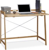 Relaxdays computertafel hout - uitschuifblad - bureau bamboe -  computerbureau - organizer | bol.com