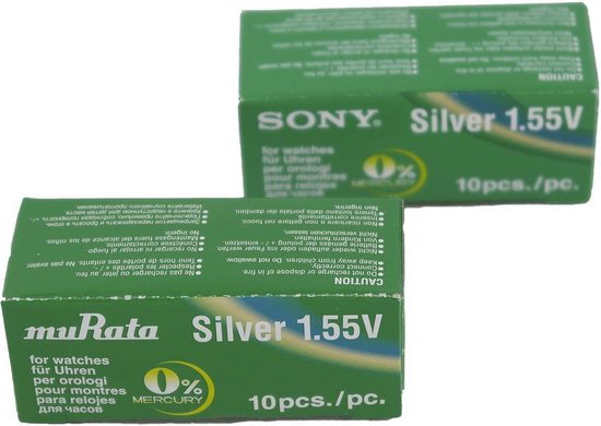 Sony Murata 395/399 SR927W / SW zilveroxide knoopcel horlogebatterij 2 stuks