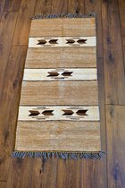 Handgemaakt Kelim vloerkleed 70 cm x 140 cm - Naturel Wol tapijt Kilim Uit Egypte - Handgeweven Loper tapijt - Woonkamer tapijt